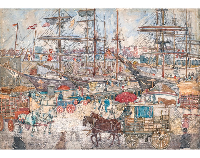 Maurice Prendergast, Docks, East Boston, 1904 | Art Print | Canvas Print | Fine Art Poster | Art Reproduction | Archival Giclee | Gift Wrap