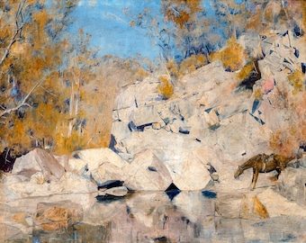 Tom Roberts, In a Corner on the Macintyre, 1895 | Art Print | Canvas Print | Fine Art Poster | Art Reproduction | Archival Giclee | Gift