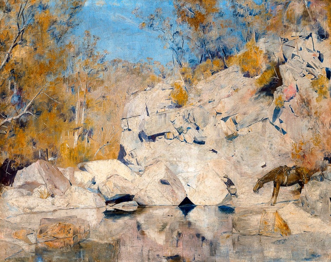 Tom Roberts, In a Corner on the Macintyre, 1895 | Art Print | Canvas Print | Fine Art Poster | Art Reproduction | Archival Giclee | Gift