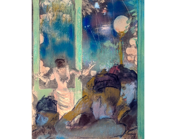 Edgar Degas, Mademoiselle Bécat at the Café des Ambassadeurs, 1885 | Art Print | Canvas Print | Fine Art Poster | Art Reproduction