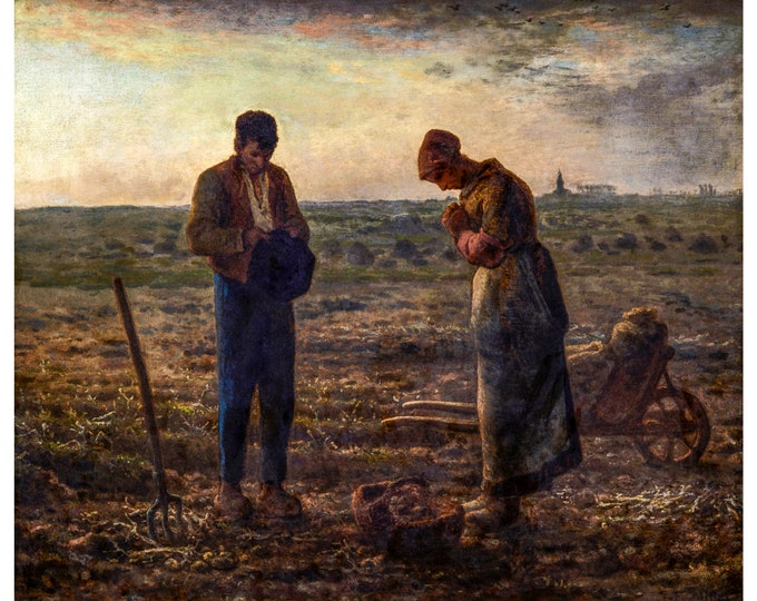 Jean-Francois Millet, The Angelus, 1859 | Art Print | Canvas Print | Fine Art Poster | Giclee | Art Reproduction | Gift Wrapped
