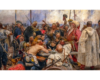 Ilya Repin, Reply of the Zaporozhian Cossacks, 1891 | Art Print | Canvas Print | Fine Art Poster | Art Reproduction | Archival Giclee | Gift