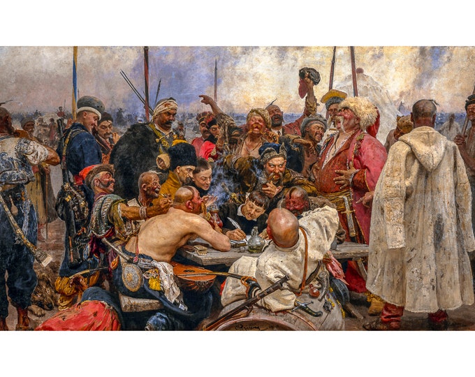 Ilya Repin, Reply of the Zaporozhian Cossacks, 1891 | Art Print | Canvas Print | Fine Art Poster | Art Reproduction | Archival Giclee | Gift
