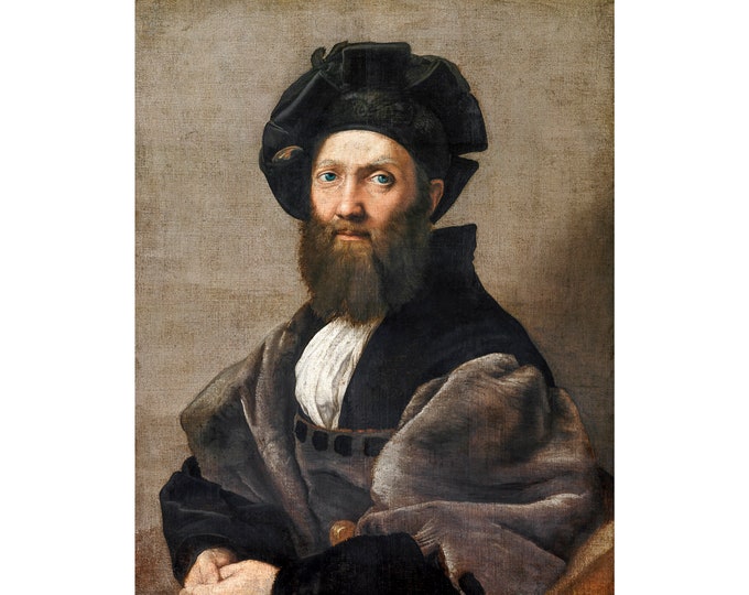 Raphael, Portrait of Baldassare Castiglione, 1515 | Art Print | Canvas Print | Fine Art Poster | Art Reproduction | Archival Giclee | Gift