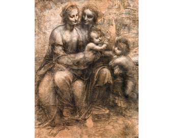 Leonardo da Vinci, The Virgin and Child with St Anne and St John the Baptist, 1500 | Art Print | Canvas Print | Fine Art Poster | Art