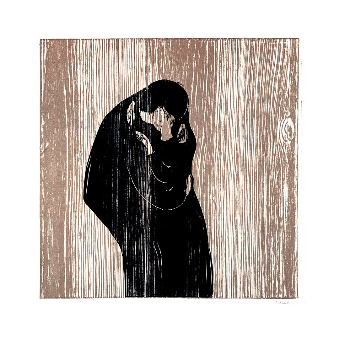 Toile/cadre Edvard Munch - Le Baiser IV (1902) - Reproduction Prête à Accrocher - Style Expressionniste