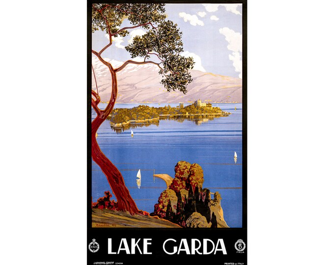 Lake Garda, Travel Ad | Art Print | Canvas Print | Fine Art Poster | Art Reproduction | Archival Giclee | Gift Wrapped