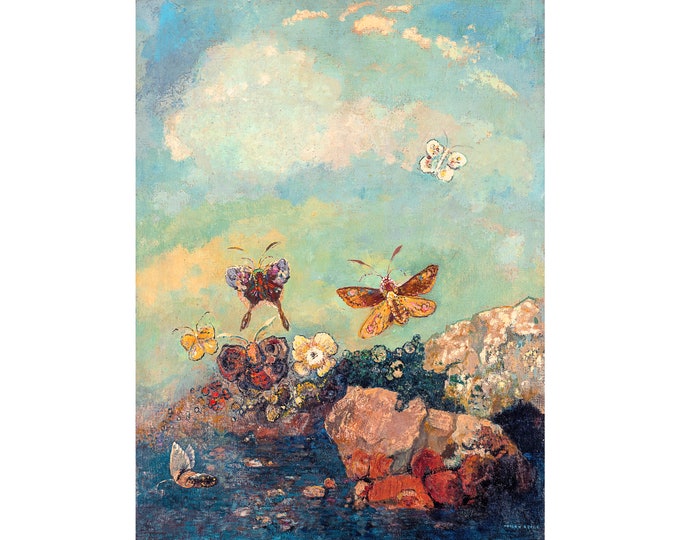 Odilon Redon, Butterflies, 1910 | Art Print | Canvas Print | Fine Art Poster | Art Reproduction | Archival Giclee | Gift Wrapped