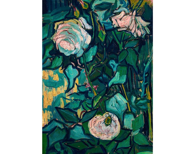 Van Gogh, Roses, 1889 | Art Print | Canvas Print | Fine Art Poster | Art Reproduction | Archival Giclee | Gift Wrapped