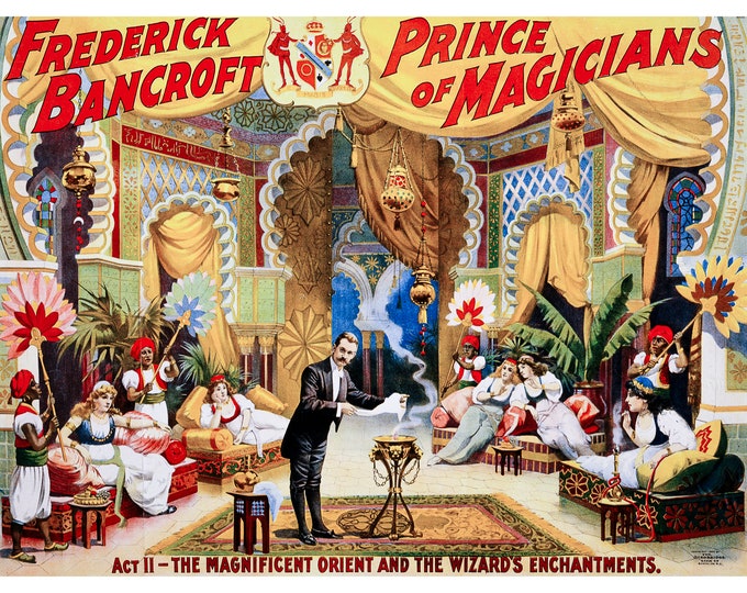 Frederick Bancroft Magician, Wizard's Enchantments | Art Print | Canvas Print | Fine Art Poster | Art Reproduction | Archival Giclee | Gift