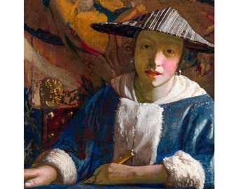 Vermeer, Girl with a Flute, 1675 | Art Print | Canvas Print | Fine Art Poster | Art Reproduction | Archival Giclee | Gift Wrapped