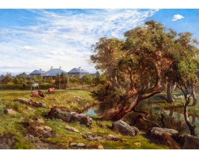 Louis Buvelot, Terrinallum House And Emu Creek From Near The Lower Garden Gate, 1871 | Art Print | Canvas Print | Fine Art Poster | Art