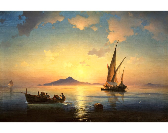 Ivan Aivazovsky, The Bay of Naples, 1841 | Art Print | Canvas Print | Fine Art Poster | Art Reproduction | Archival Giclee | Gift Wrapped
