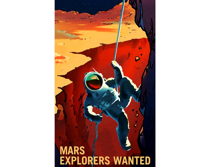 Mars Explorers Wanted NASA Recruitment Poster | Art Print | Canvas Print | Fine Art Poster | Art Reproduction | Archival Giclee | Gift Wrap