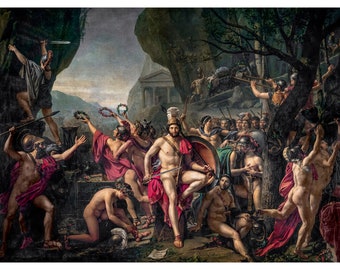 Jacques-Louis David, Leonidas at Thermopylae, 1814 | Art Print | Canvas Print | Fine Art Poster | Art Reproduction | Archival Giclee | Gift