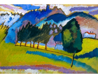 Wassily Kandinsky, Landscape with Rolling Hills, 1910 | Art Print | Canvas Print | Fine Art Poster | Art Reproduction | Archival Giclee