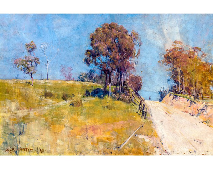 Arthur Streeton, Sunlight (Cutting On A Hot Road), 1895 | Art Print | Canvas Print | Fine Art Poster | Art Reproduction | Archival Giclee