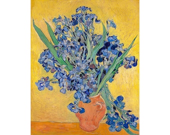 Van Gogh, Irises in a Vase, 1890 | Art Print | Canvas Print | Fine Art Poster | Art Reproduction | Archival Giclee | Gift Wrapped
