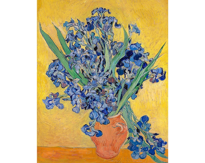 Van Gogh, Irises in a Vase, 1890 | Art Print | Canvas Print | Fine Art Poster | Art Reproduction | Archival Giclee | Gift Wrapped