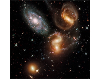 Stephan's Quintet Galaxies in Pegasus, NASA Space Art | Art Print | Canvas Print | Fine Art Poster | Art Reproduction | Archival Giclee