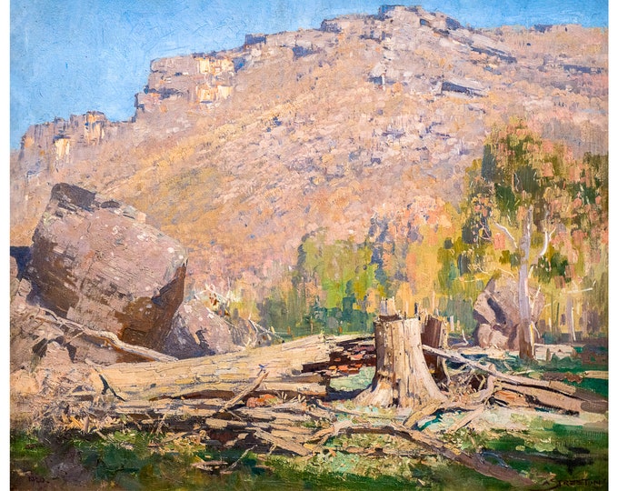 Arthur Streeton, Beneath the peaks, Grampians, 1920 | Art Print | Canvas Print | Fine Art Poster | Art Reproduction | Archival Giclee | Gift