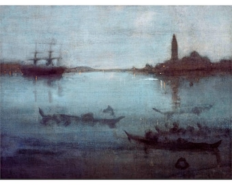 James Whistler, Nocturne in Blue and Silver, 1880 | Art Print | Canvas Print | Fine Art Poster | Art Reproduction | Archival Giclee | Gift