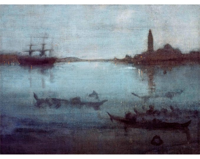 James Whistler, Nocturne in Blue and Silver, 1880 | Art Print | Canvas Print | Fine Art Poster | Art Reproduction | Archival Giclee | Gift