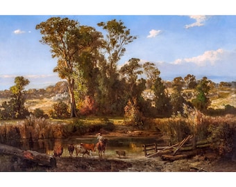 Louis Buvelot, View near Heidelberg, 1866 | Art Print | Canvas Print | Fine Art Poster | Art Reproduction | Archival Giclee | Gift Wrapped