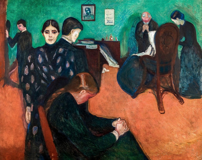 Edvard Munch, Death in the Sickroom, 1893 | Art Print | Canvas Print | Fine Art Poster | Art Reproduction | Archival Giclee | Gift Wrapped