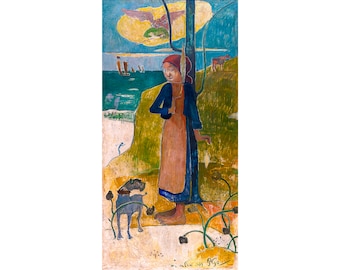 Paul Gauguin, Breton Girl Spinning, 1889 | Art Print | Canvas Print | Fine Art Poster | Art Reproduction | Archival Giclee | Gift Wrapped