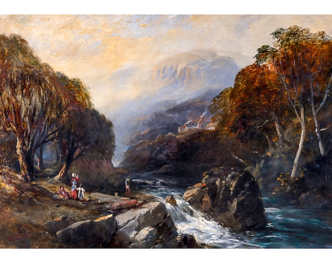 John Skinner, Hobart Town Rivulet and Mount Wellington, 1847 | Art Print | Canvas Print | Fine Art Poster | Art Reproduction | Archival