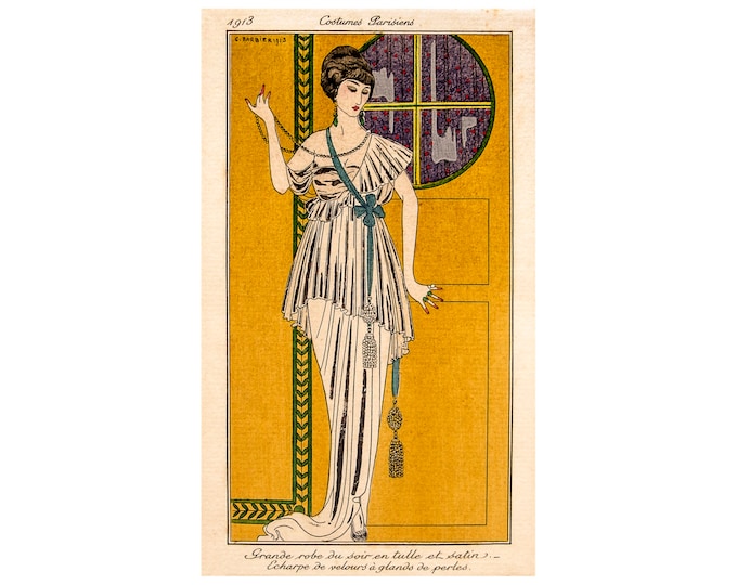 George Barbier, Costumes Parisiens No.84, 1913 | Art Print | Canvas Print | Fine Art Poster | Art Reproduction | Archival Giclee | Gift Wrap