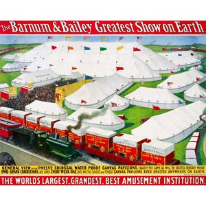 Barnum & Bailey Circus, Greatest Show on Earth | Art Print | Canvas Print | Fine Art Poster | Art Reproduction | Archival Giclee | Gift Wrap