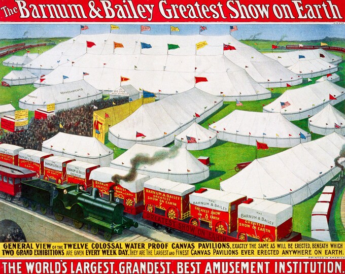 Barnum & Bailey Circus, Greatest Show on Earth | Art Print | Canvas Print | Fine Art Poster | Art Reproduction | Archival Giclee | Gift Wrap