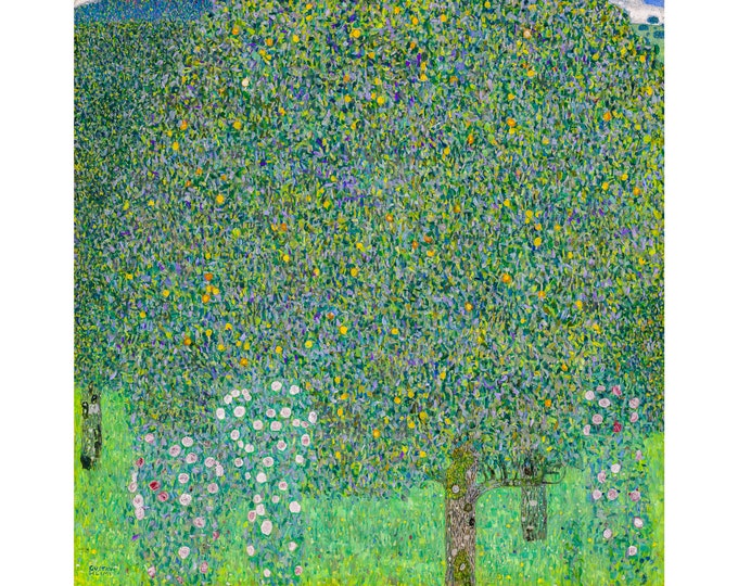 Gustav Klimt, Rosebushes under the Trees, 1905 | Art Print | Canvas Print | Fine Art Poster | Art Reproduction | Archival Giclee | Gift