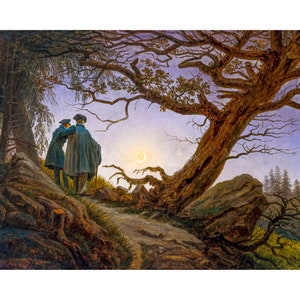 Caspar David Friedrich, Two men contemplating the Moon, 1830 | Art Print | Canvas Print | Fine Art Poster | Art Reproduction | Archival