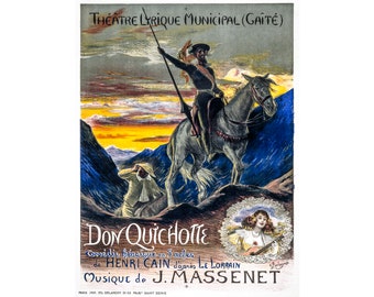 Don Quichotte, Theatre Lyrique Municipal Poster | Art Print | Canvas Print | Fine Art Poster | Art Reproduction | Archival Giclee | Gift