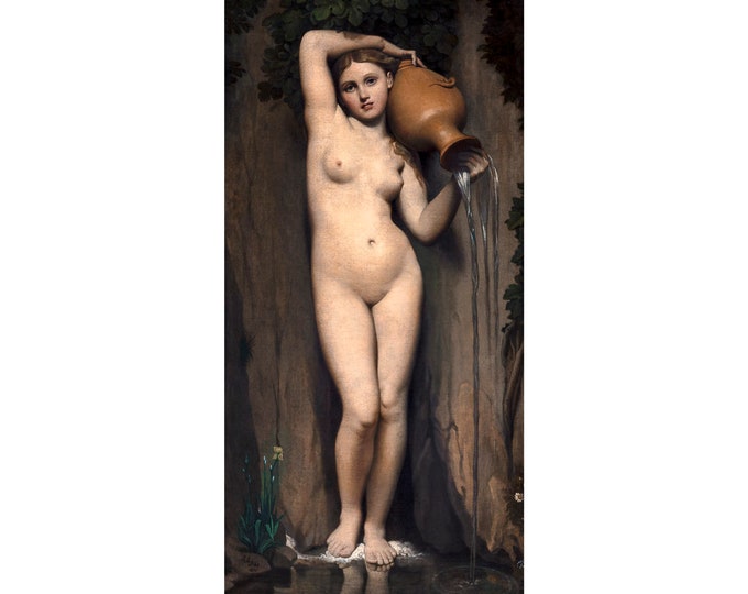 Jean Auguste Dominique Ingres, The Source, 1856 | Art Print | Canvas Print | Fine Art Poster | Art Reproduction | Archival Giclee | Gift