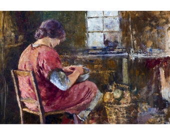 Frederick McCubbin, Shelling Peas, 1913 | Art Print | Canvas Print | Fine Art Poster | Art Reproduction | Archival Giclee | Gift Wrapped