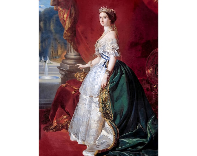 Portrait of Empress Eugénie in Court Dress, Franz Xaver Winterhalter  | Art Print | Canvas Print | Fine Art | Reproduction | Archival Giclee