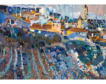 Joaquim Mir, Terraced Village, 1909 | Art Print | Canvas Print | Fine Art Poster | Art Reproduction | Archival Giclee | Gift Wrapped