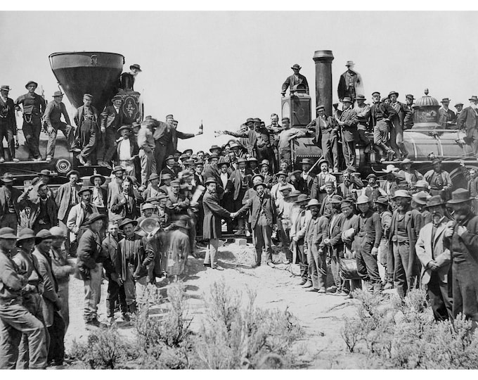 Andrew Russell, East and West Shaking Hands at Laying Last Rail, 1869 | Art Print | Canvas Print | Fine Art Poster | Art Reproduction