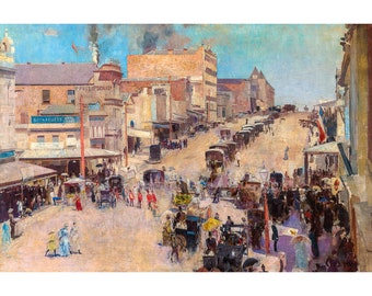 Tom Roberts, Bourke Street, 1886 | Art Print | Canvas Print | Fine Art Poster | Art Reproduction | Archival Giclee | Gift Wrapped