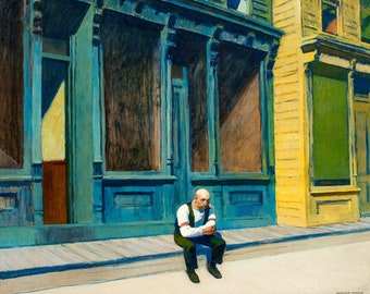 Edward Hopper, Sunday, 1926 Man Sitting | Art Print | Canvas Print | Fine Art Poster | Art Reproduction | Archival Giclee | Gift Wrapped