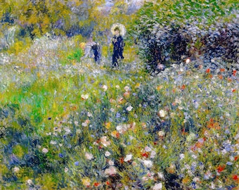 Renoir, Woman with a Parasol in a Garden, 1875 | Art Print | Canvas Print | Fine Art Poster | Art Reproduction | Archival Giclee | Gift Wrap