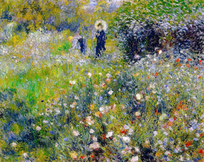 Renoir, Woman with a Parasol in a Garden, 1875 | Art Print | Canvas Print | Fine Art Poster | Art Reproduction | Archival Giclee | Gift Wrap