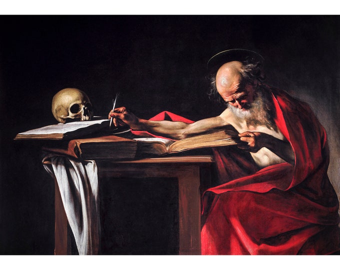 Caravaggio, Saint Jerome Writing, 1606 | Art Print | Canvas Print | Fine Art Poster | Art Reproduction | Archival Giclee | Gift Wrapped