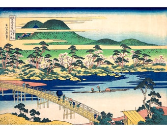 Hokusai, Togetsu Bridge at Arashiyama in Yamashiro, 1830 | Art Print | Canvas Print | Fine Art Poster | Art Reproduction | Archival Giclee