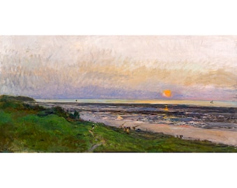 Charles-François Daubigny, Sunset at Villerville, 1874 | Art Print | Canvas Print | Fine Art Poster | Art Reproduction | Archival Giclee