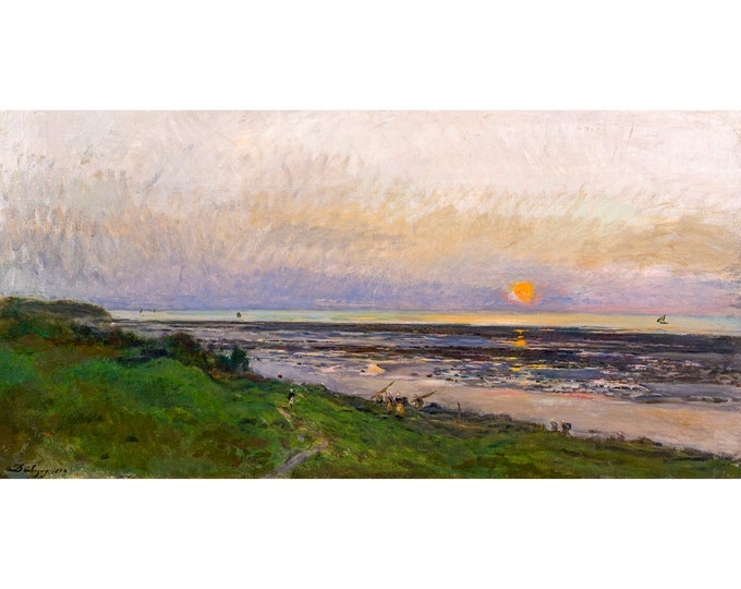 Charles-François Daubigny, Sunset at Villerville, 1874 | Art Print | Canvas Print | Fine Art Poster | Art Reproduction | Archival Giclee
